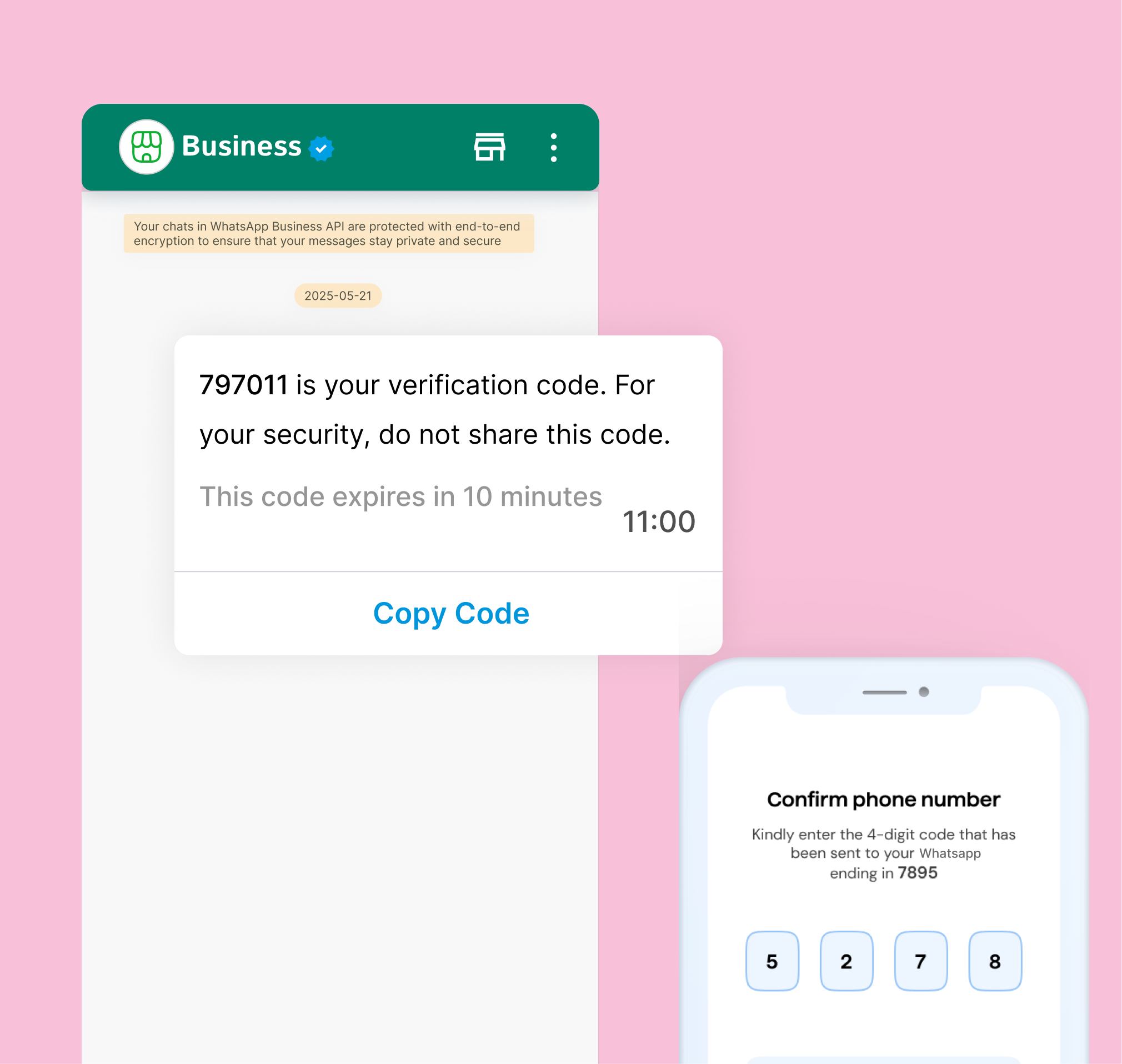 One-time passwords on WhatsApp
