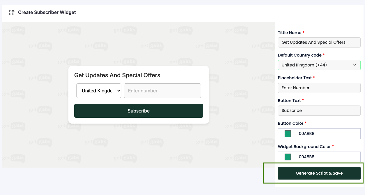 Whatsapp Subscriber Widget Code