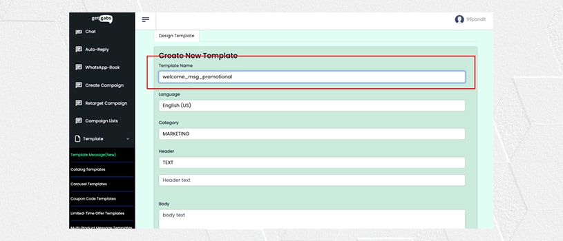 WhatsApp Interactive Message Template